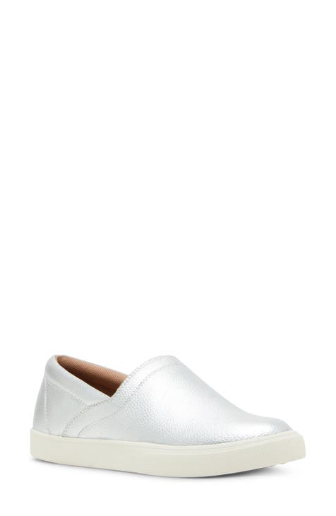 Metallic slip on shoes on sale