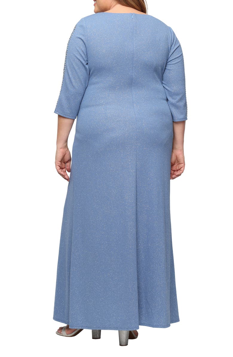 SL FASHIONS Sparkle Embellished Sleeve Gown, Alternate, color, Slate Blue