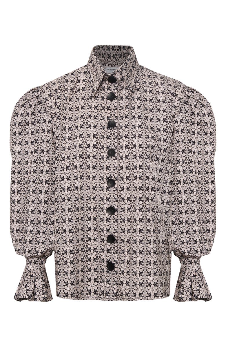 The Lulo Project Sotomayor Puff Sleeve Button-Up Shirt, Alternate, color, Macrame All Over