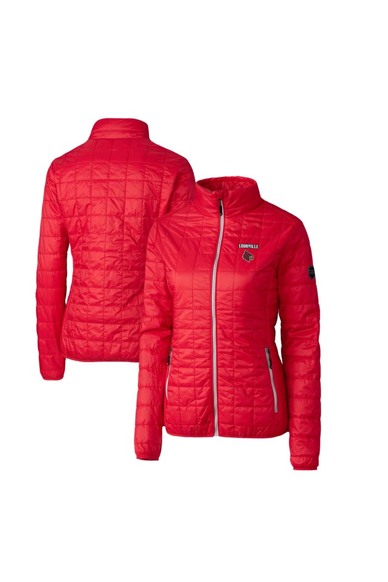 Women's Cutter & Buck Red Louisville Cardinals Rainier Eco Insulated Puffer Full-Zip Jacket, Main, color, Red