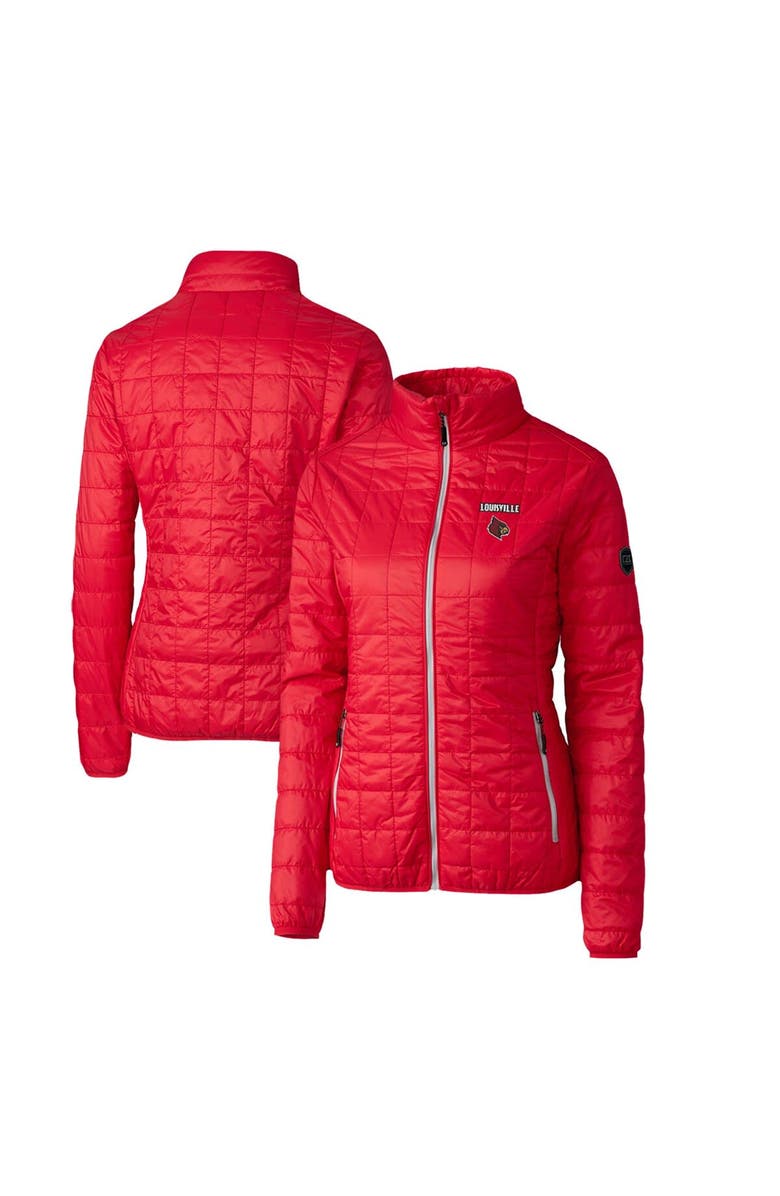 Cutter & Buck Women's Cutter & Buck Red Louisville Cardinals Rainier Eco Insulated Puffer Full-Zip Jacket, Main, color,