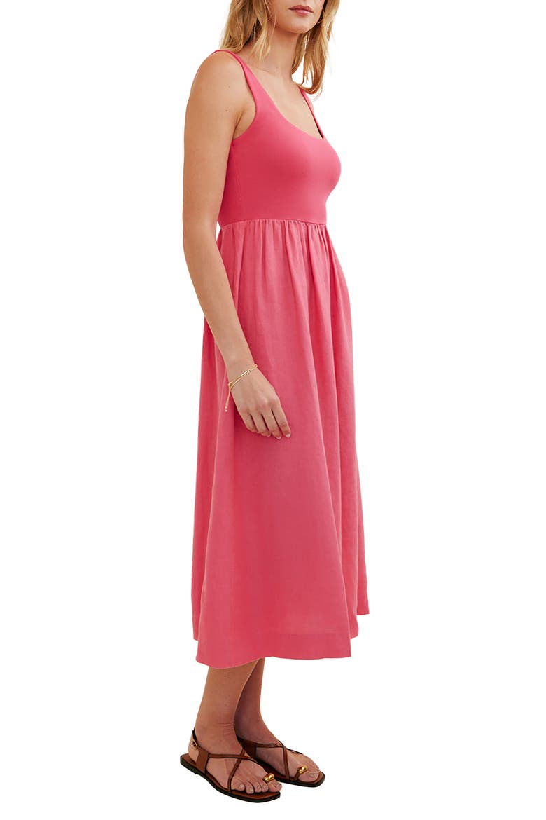 Mixed Media Midi Dress, Alternate, color, SPICED HIBISCUS