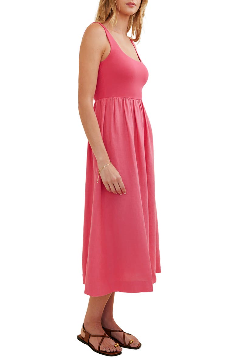 Bella Dahl Mixed Media Midi Dress, Alternate, color, Spiced Hibiscus