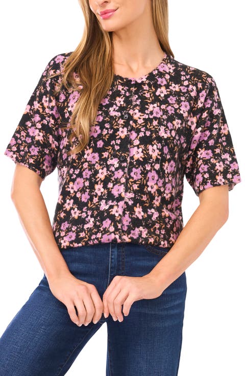 Floral Print Short Sleeve Cardigan