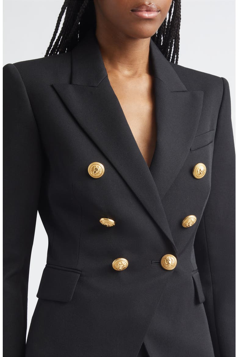 Double Breasted Wool Blazer, Alternate, color, BLACK