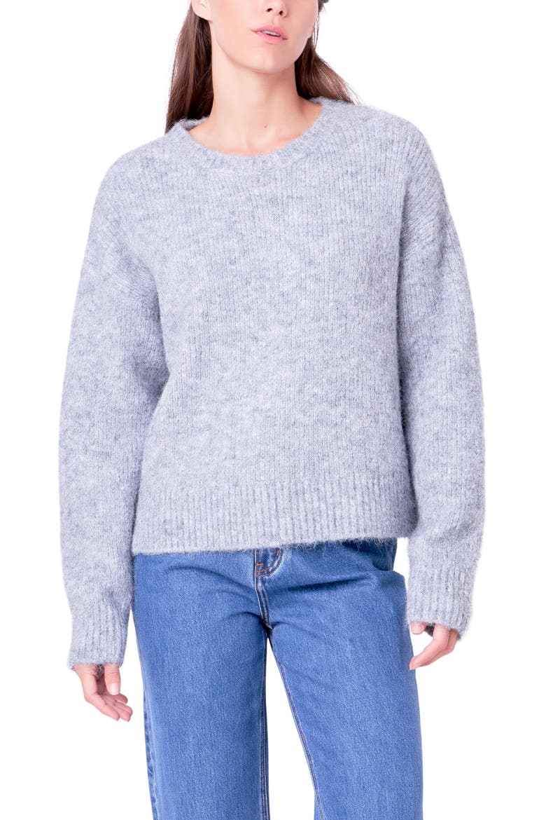 Rib Crewneck Sweater, Alternate, color, GREY