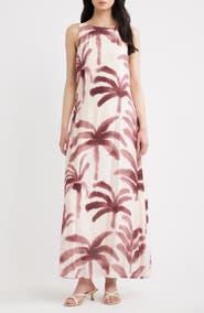 A.REN Isle Palm Tree Print Sleeveless Dress