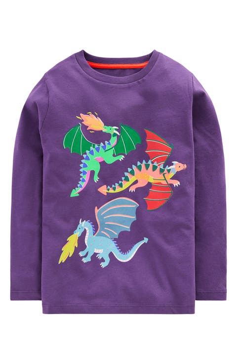 Kids' Dragon Long Sleeve Cotton Graphic T-Shirt (Toddler, Little Kid & Big Kid)