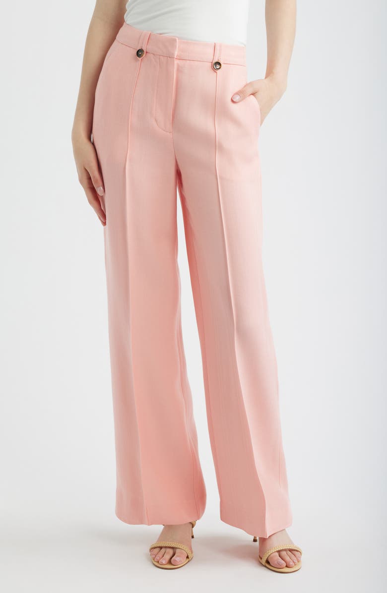 Reiss Magda Wide Leg Pleat Pants, Main, color, Pink
