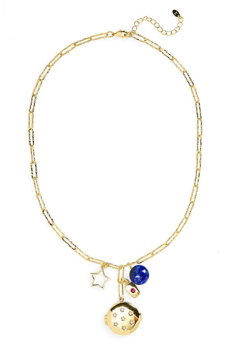 Americana Chunky Charm Necklace, Alternate, color, GOLD