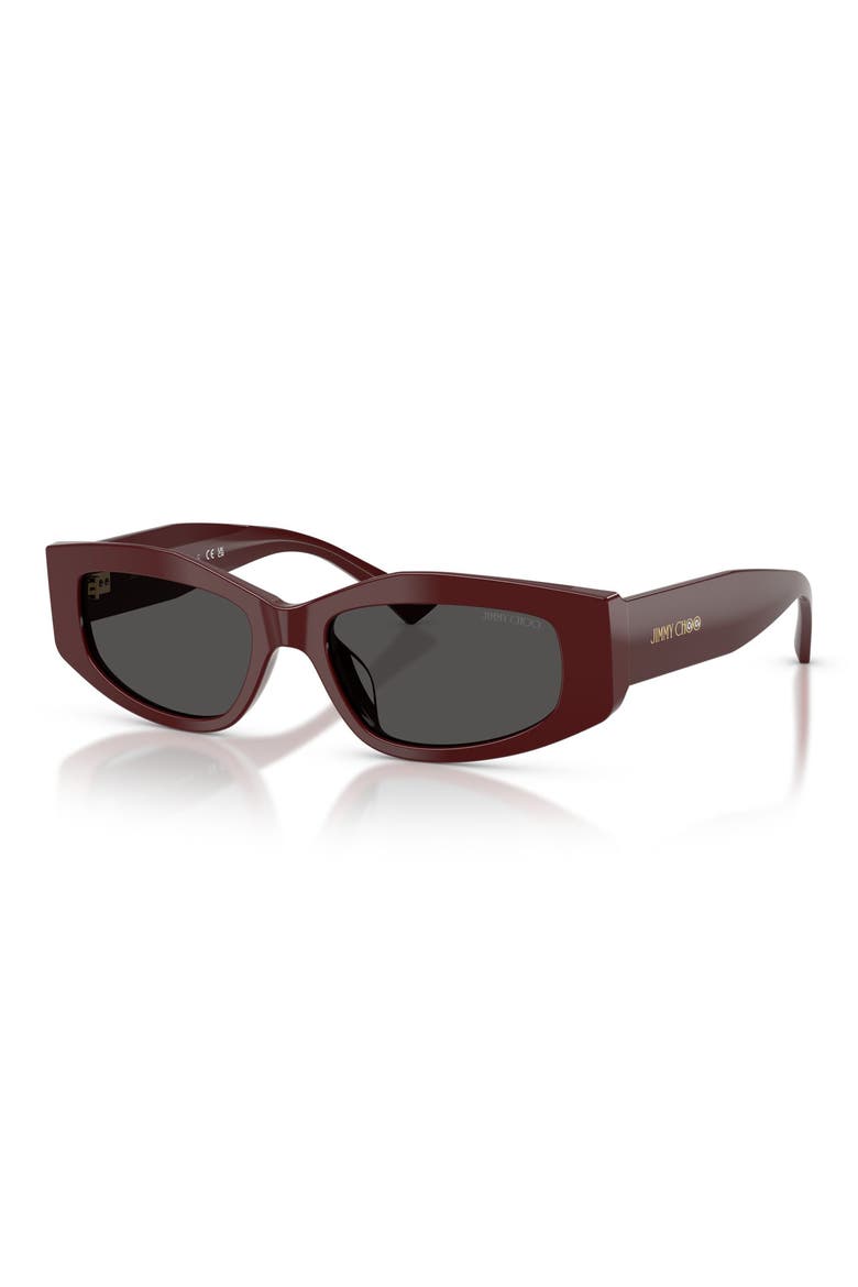 53mm Irregular Sunglasses, Alternate, color, CRANBERRY / DARK GREY