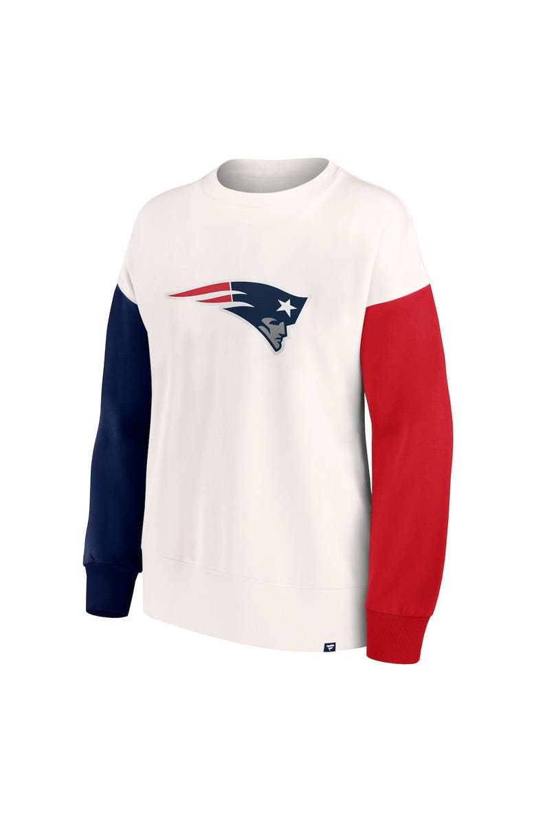 FANATICS Women's Fanatics Branded White New England Patriots Colorblock Primary Logo Pullover Sweatshirt, Alternate, color, 