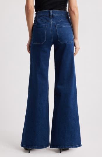 Le Slim Palazzo Patch Pocket High Waist Wide Leg Jeans