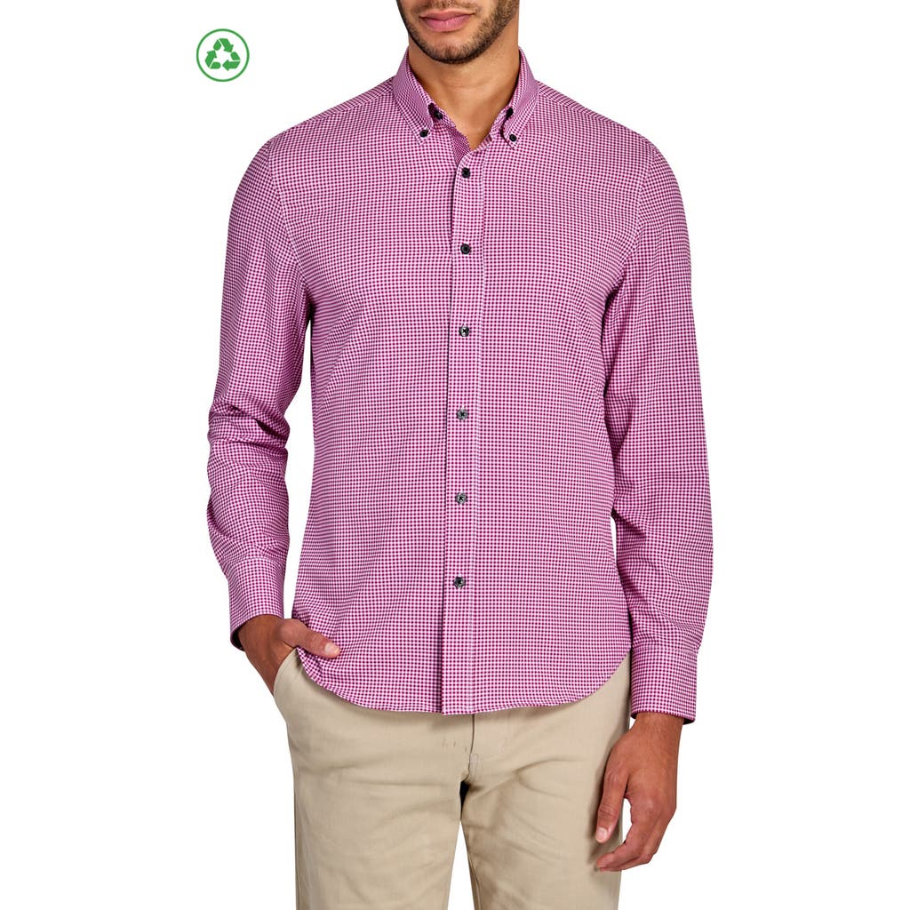 Construct Slim Fit Gingham 4-way Sport Shirt In Red