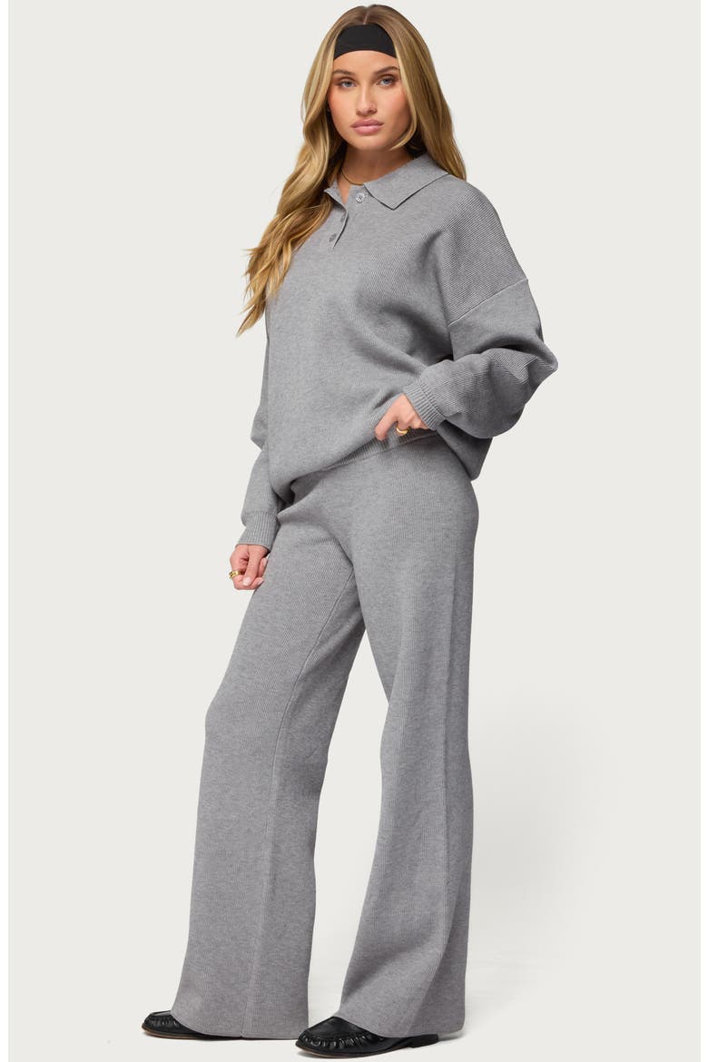 Lorie Low Rise Wide Leg Rib Knit Pants, Alternate, color, GRAY-MELANGE