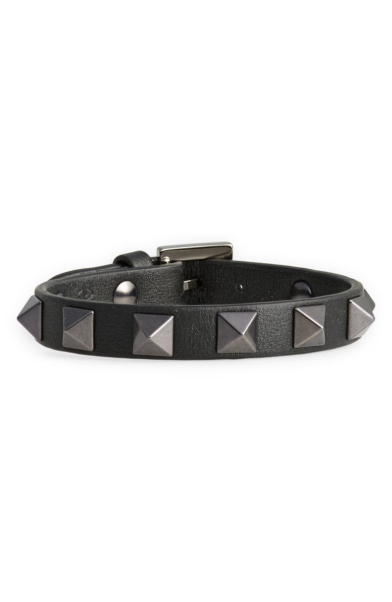 Valentino Garavani Men's Rockstud Leather Bracelet, Main, color, 