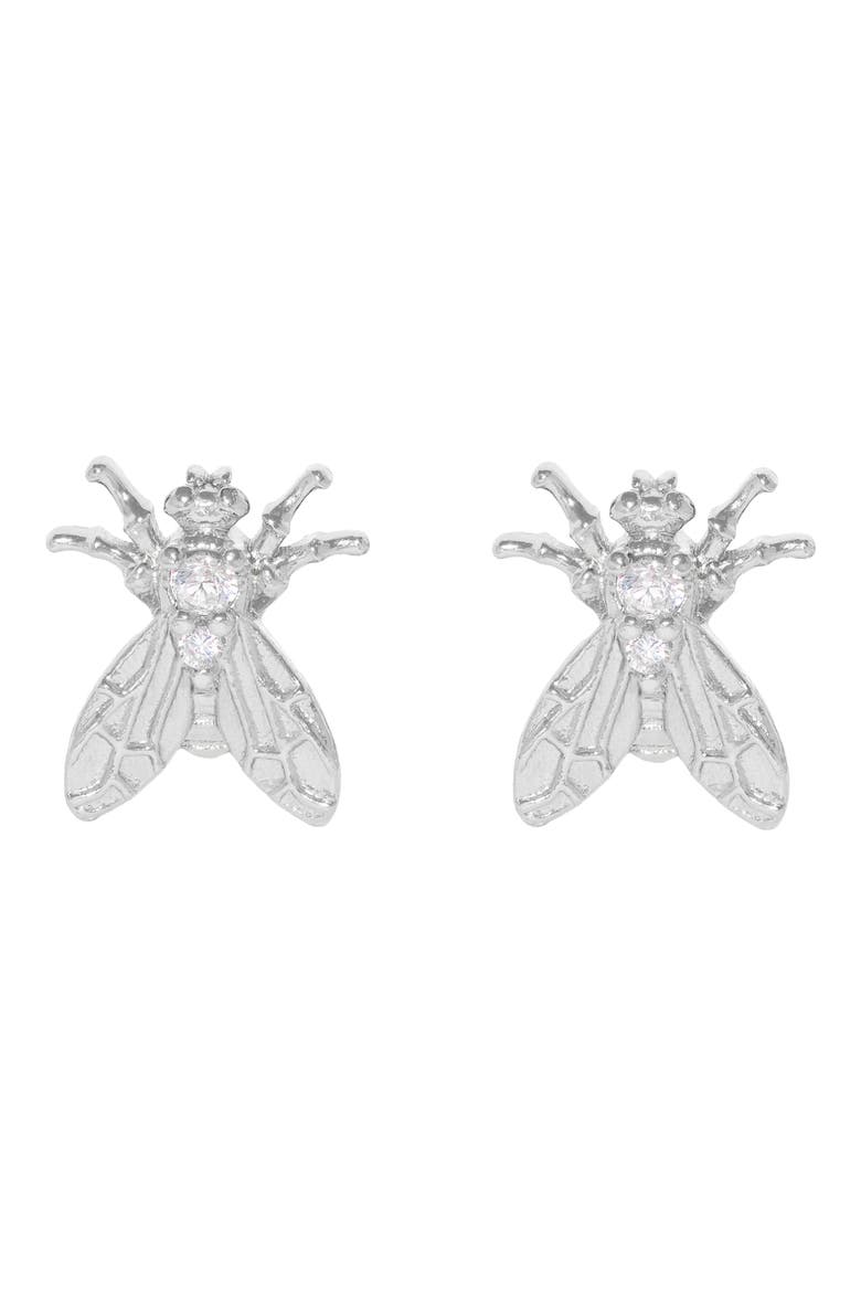 Shoo Fly Stud Earrings, Main, color, SILVER