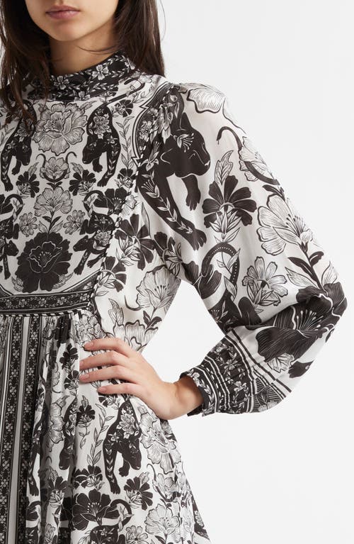 Farm Rio Flower Leopards Long Sleeve Dress In Flower Leopards Off-