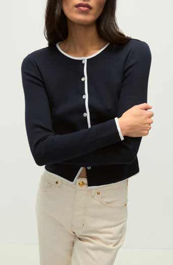 Veronica Beard Wilmer Tipped Cotton Cardigan