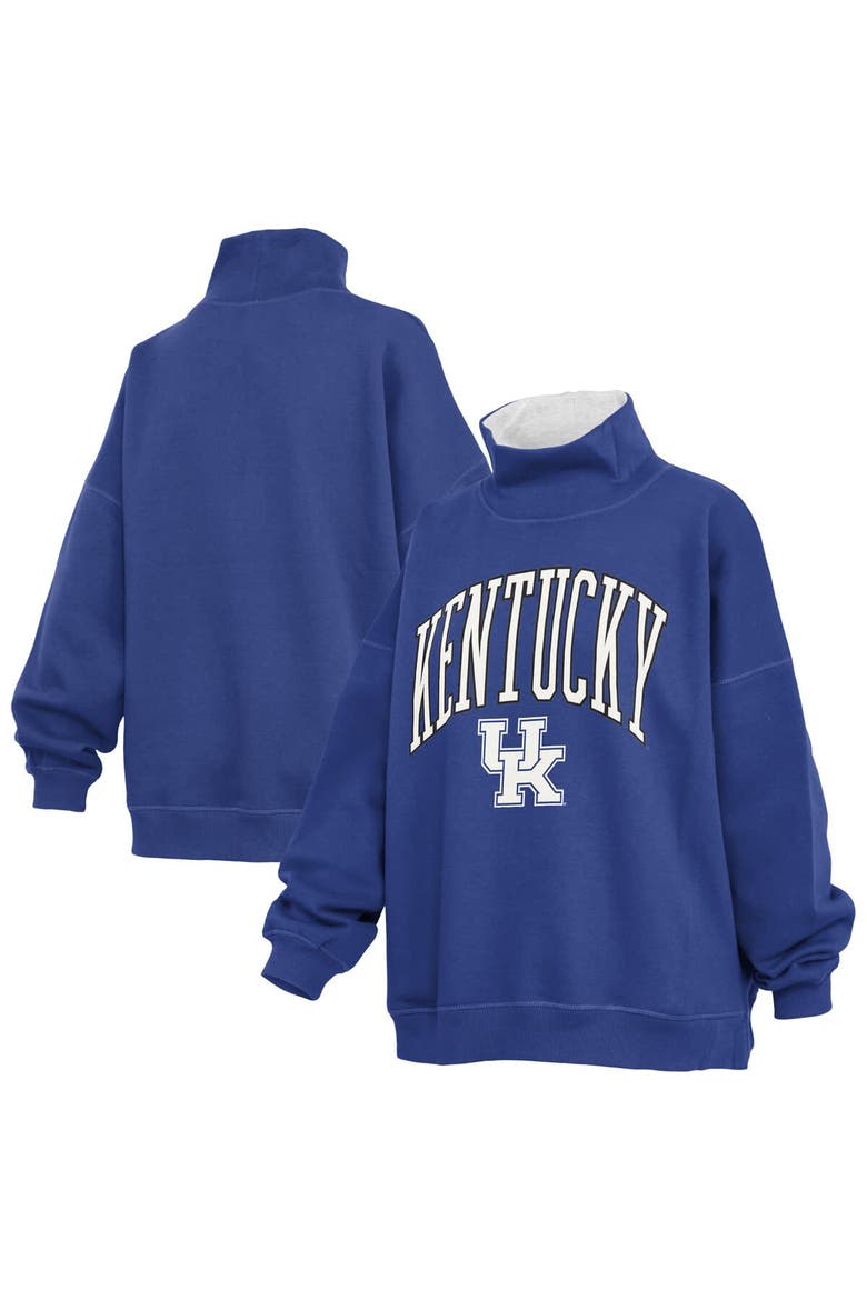 Women's Pressbox  Royal Kentucky Wildcats Oversized Mock Neck Sweatshirt, Main, color, Royal