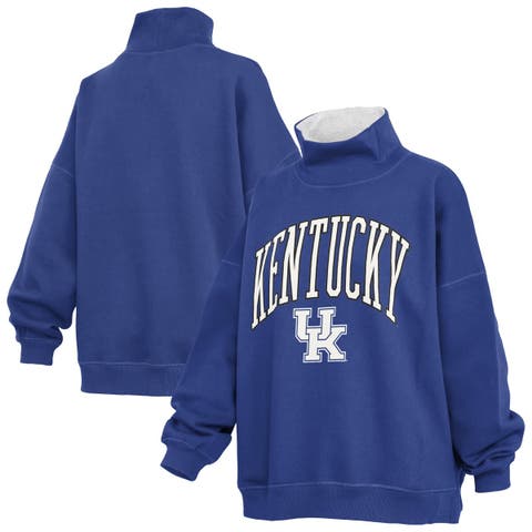 Women's Pressbox  Royal Kentucky Wildcats Oversized Mock Neck Sweatshirt