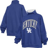 PRESSBOX Women's Pressbox  Royal Kentucky Wildcats Oversized Mock Neck Sweatshirt