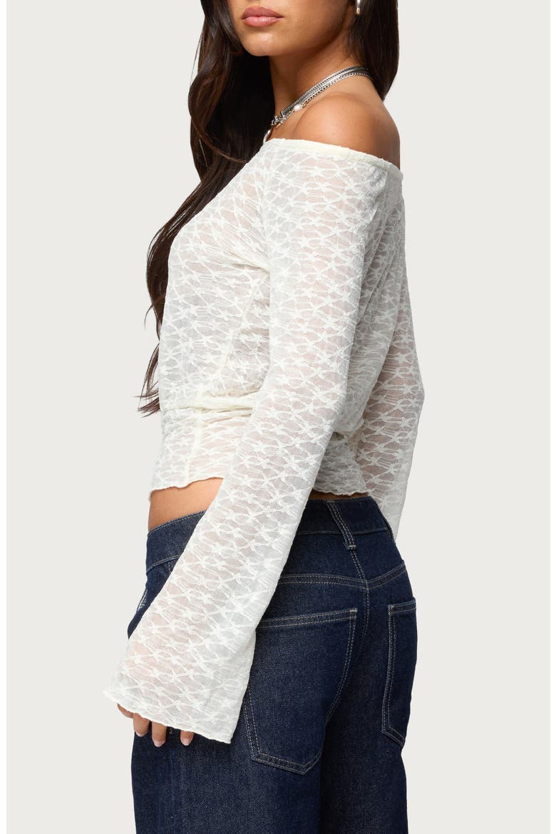 Alef Sheer Lace Off the Shoulder Top, Alternate, color, CREAM