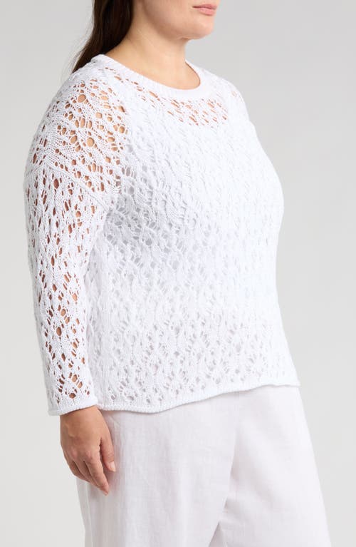 Eileen Fisher Open Stitch Organic Cotton Crewneck Sweater