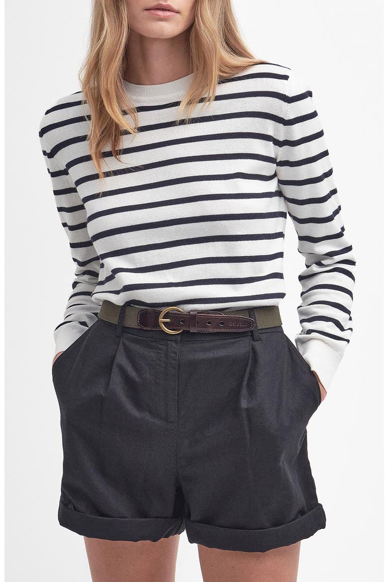 Ellewood Stripe Cotton Crewneck Sweater, Main, color, CLOUD/NAVY