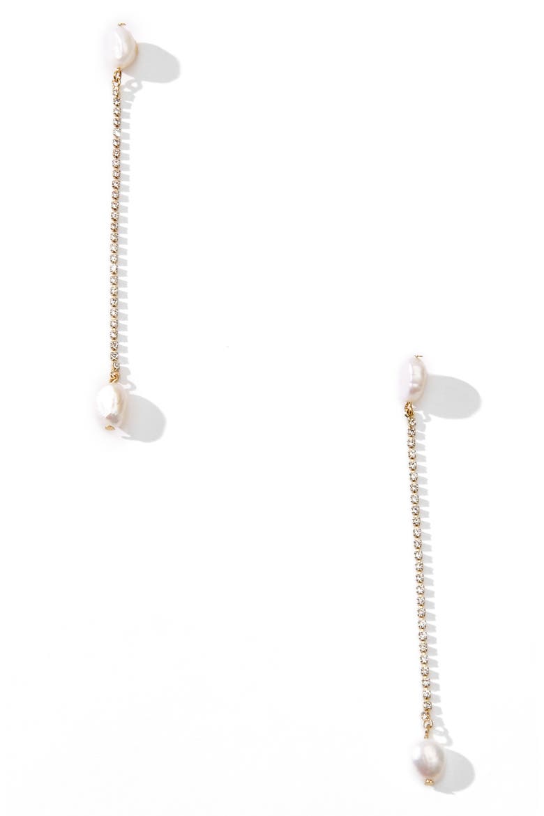 x Jenn Im Perla Imitation Pearl Drop Earrings, Main, color, GOLD