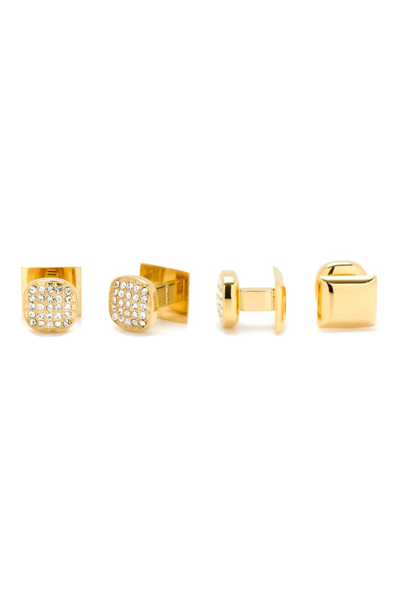Pavé Goldtone Cuff Links, Alternate, color, GOLD/ WHITE
