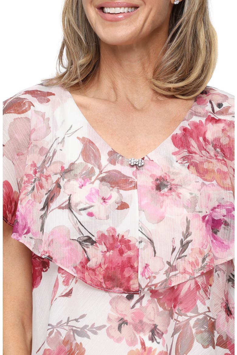 Floral Tiered Ruffle Chiffon Dress, Alternate, color, PINK MULTI