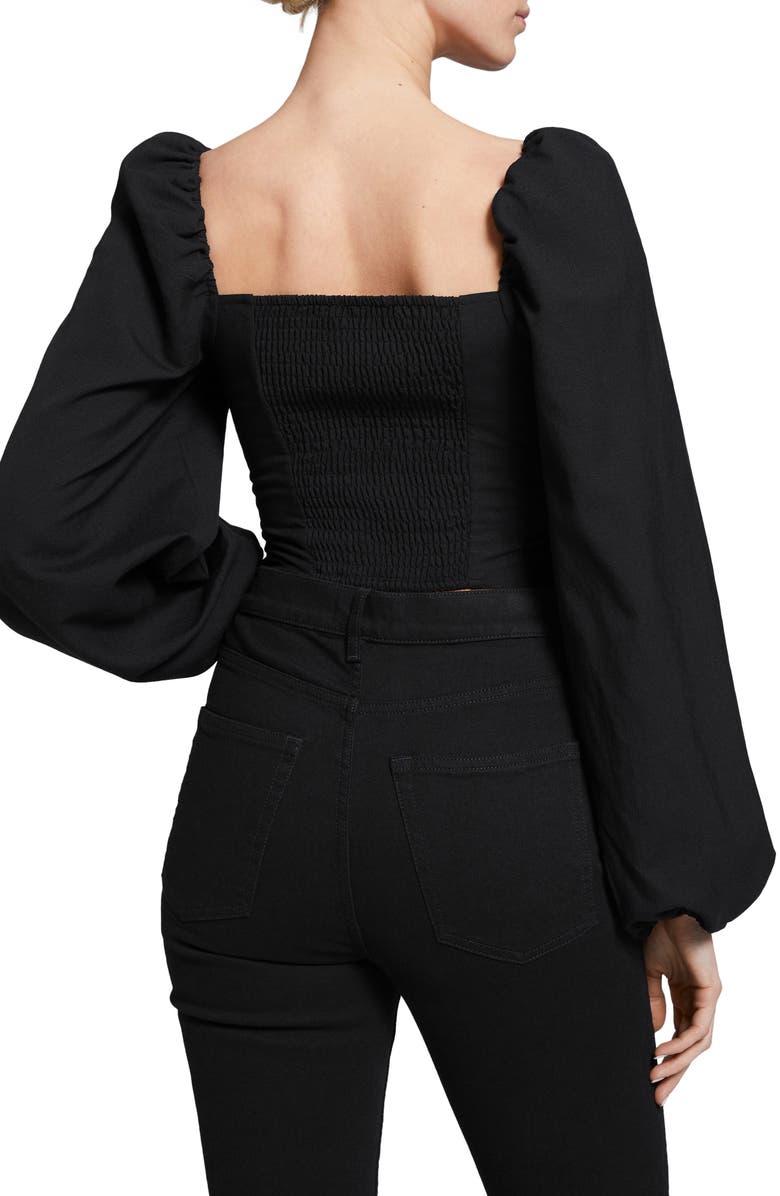 & Other Stories Corset Crop Blouse, Alternate, color, Black