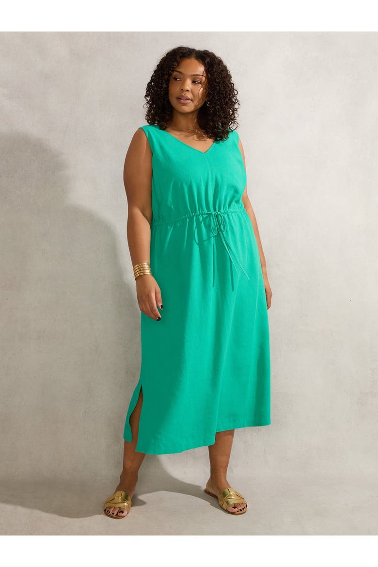 Linen Blend Drawstring Dress, Alternate, color, Green