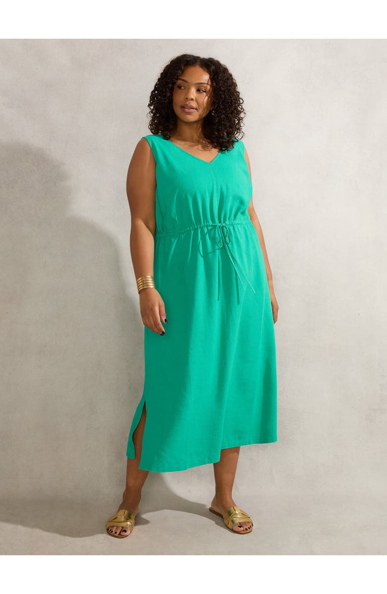 Live Unlimited Linen Blend Drawstring Dress, Alternate, color, Green