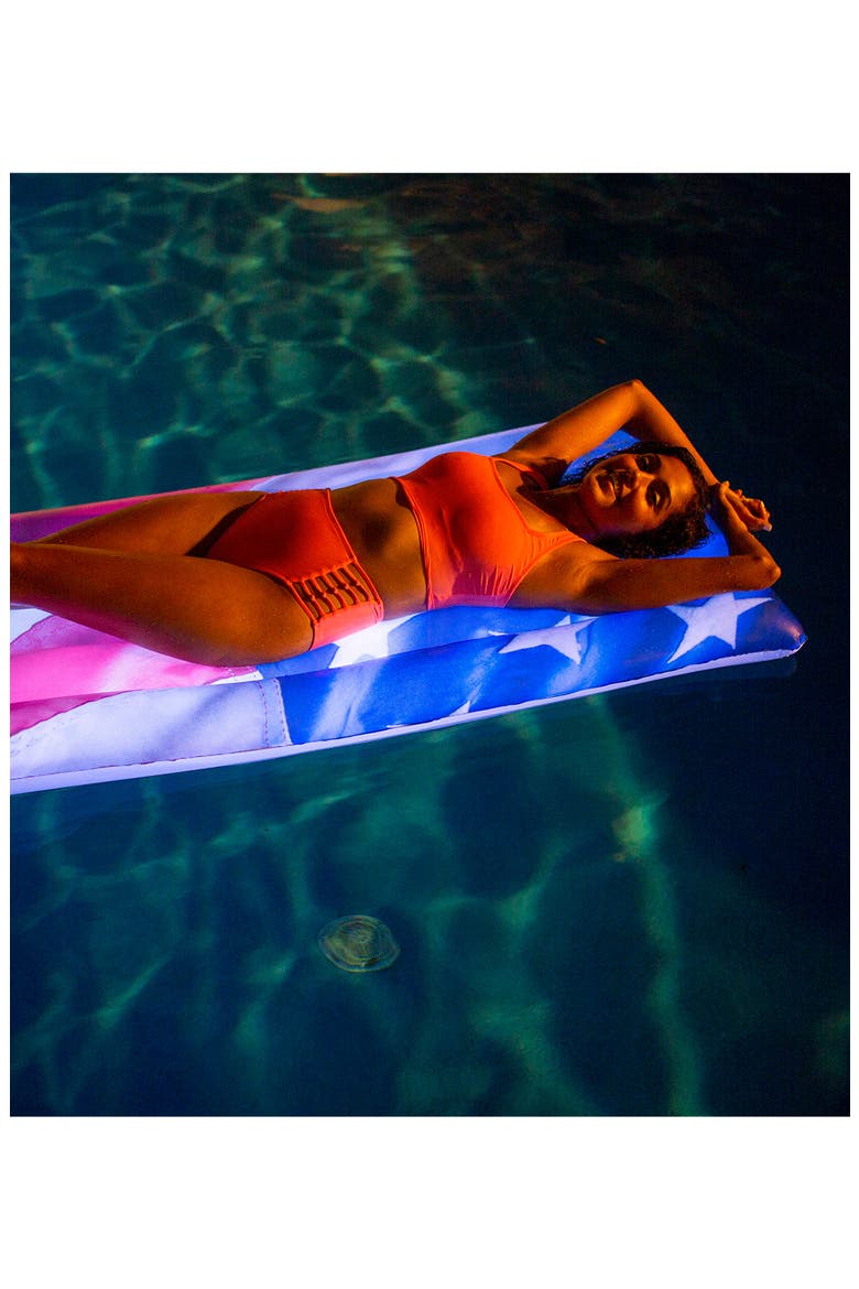 Stars & Stripes 74" LED Pool Raft, Alternate, color, RED