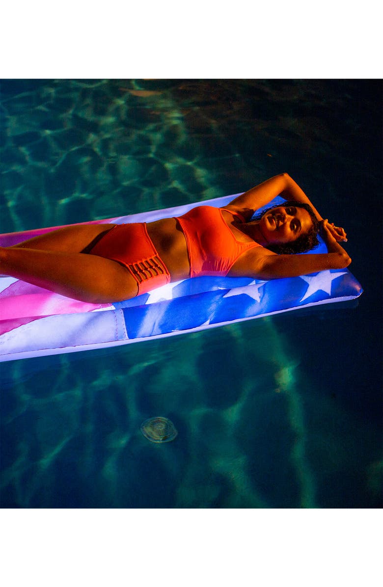 POOLCANDY Stars & Stripes 74" LED Pool Raft, Alternate, color, Red