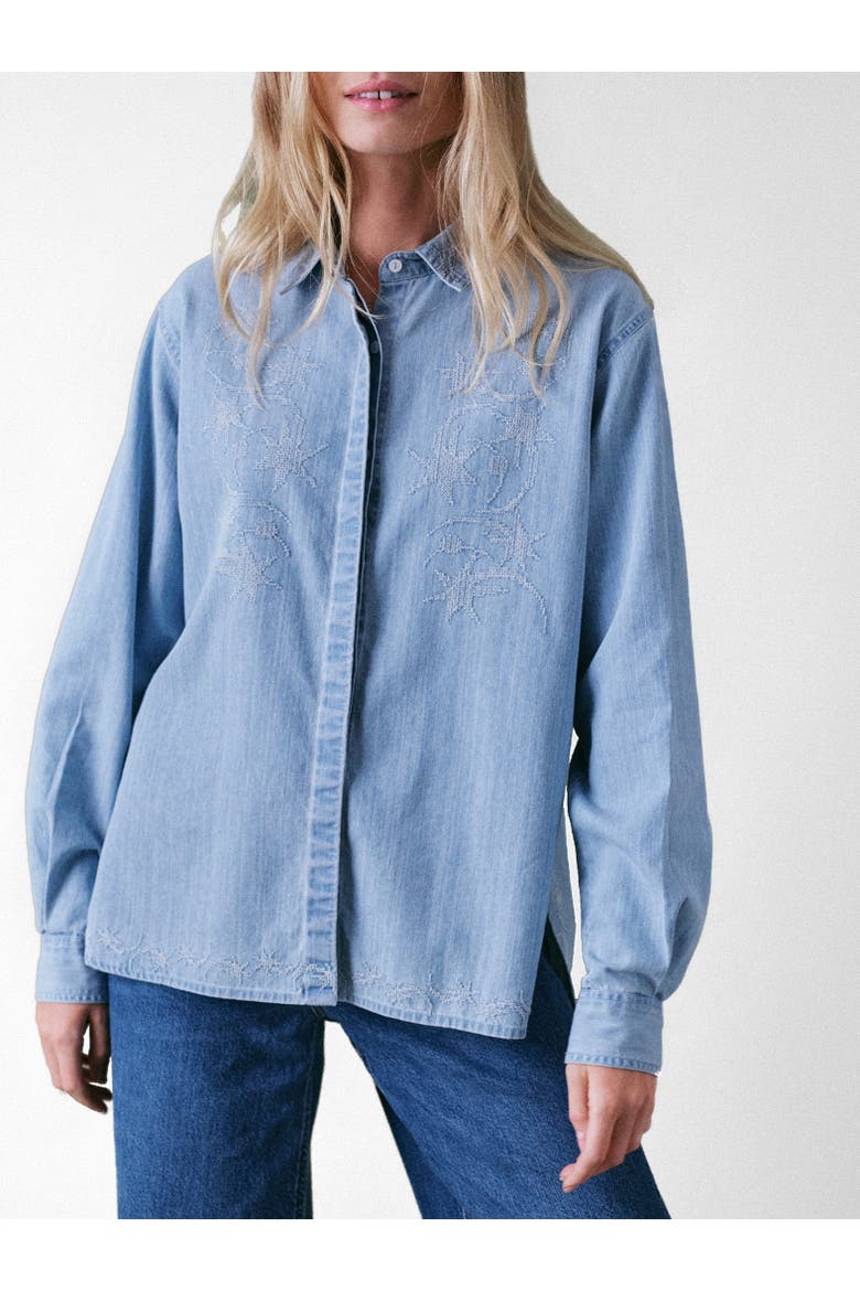 Stella Denim Blouse, Alternate, color, Light Denim Blue