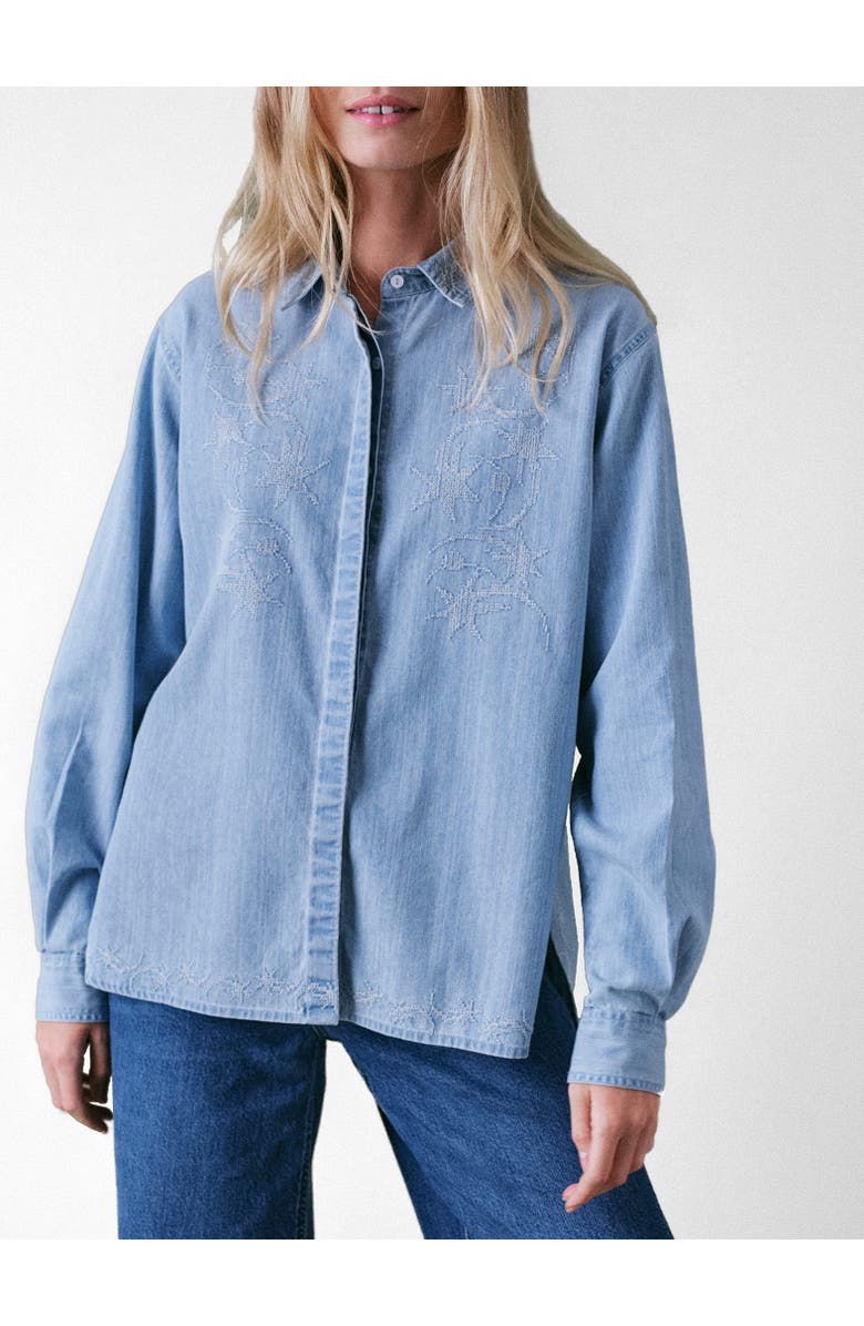 Cape Cove Stella Denim Blouse, Alternate, color, Light Denim Blue
