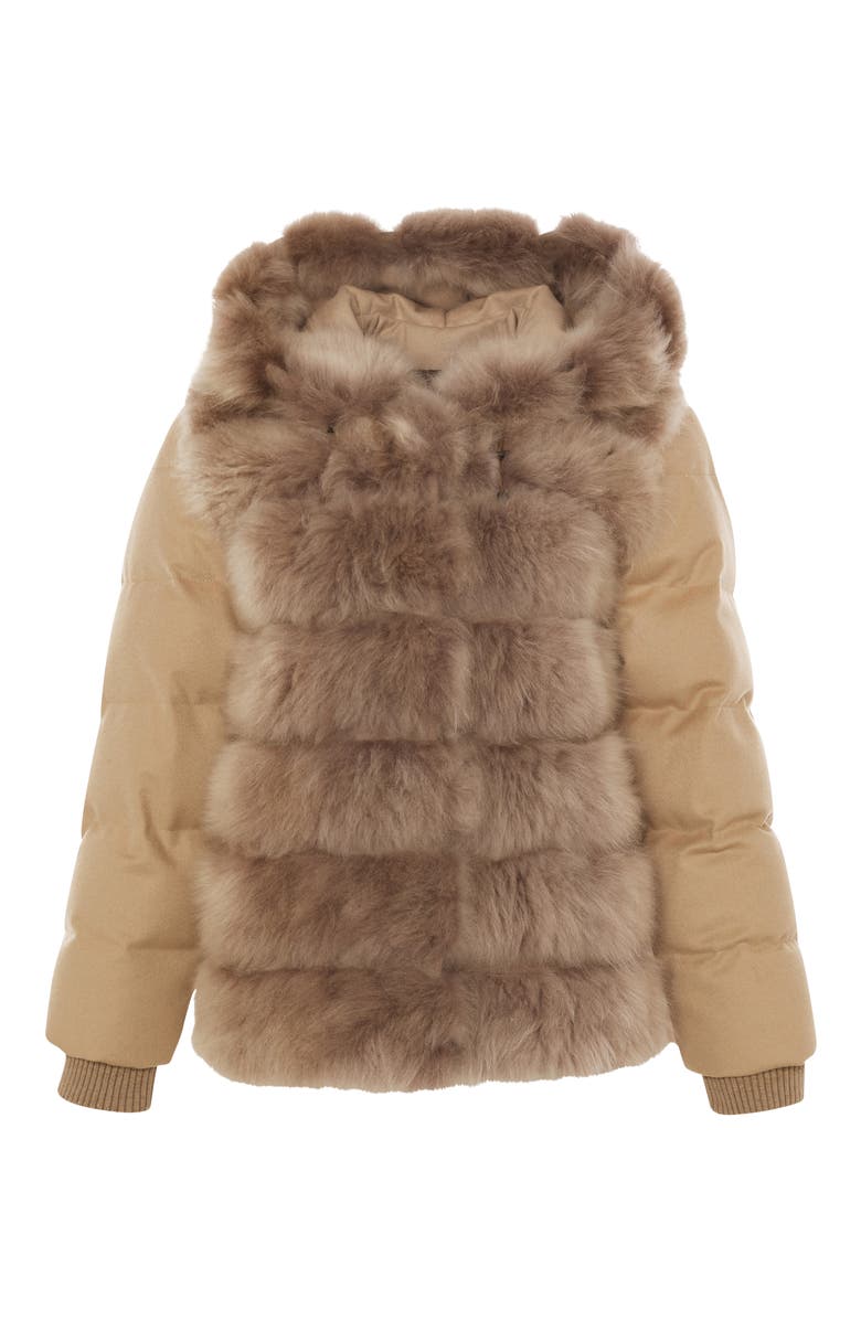 GORSKI Genuine Shearling Quilted Down Parka with  Cashmere Sleeves And Back, Alternate, color, Taupe/Taupe