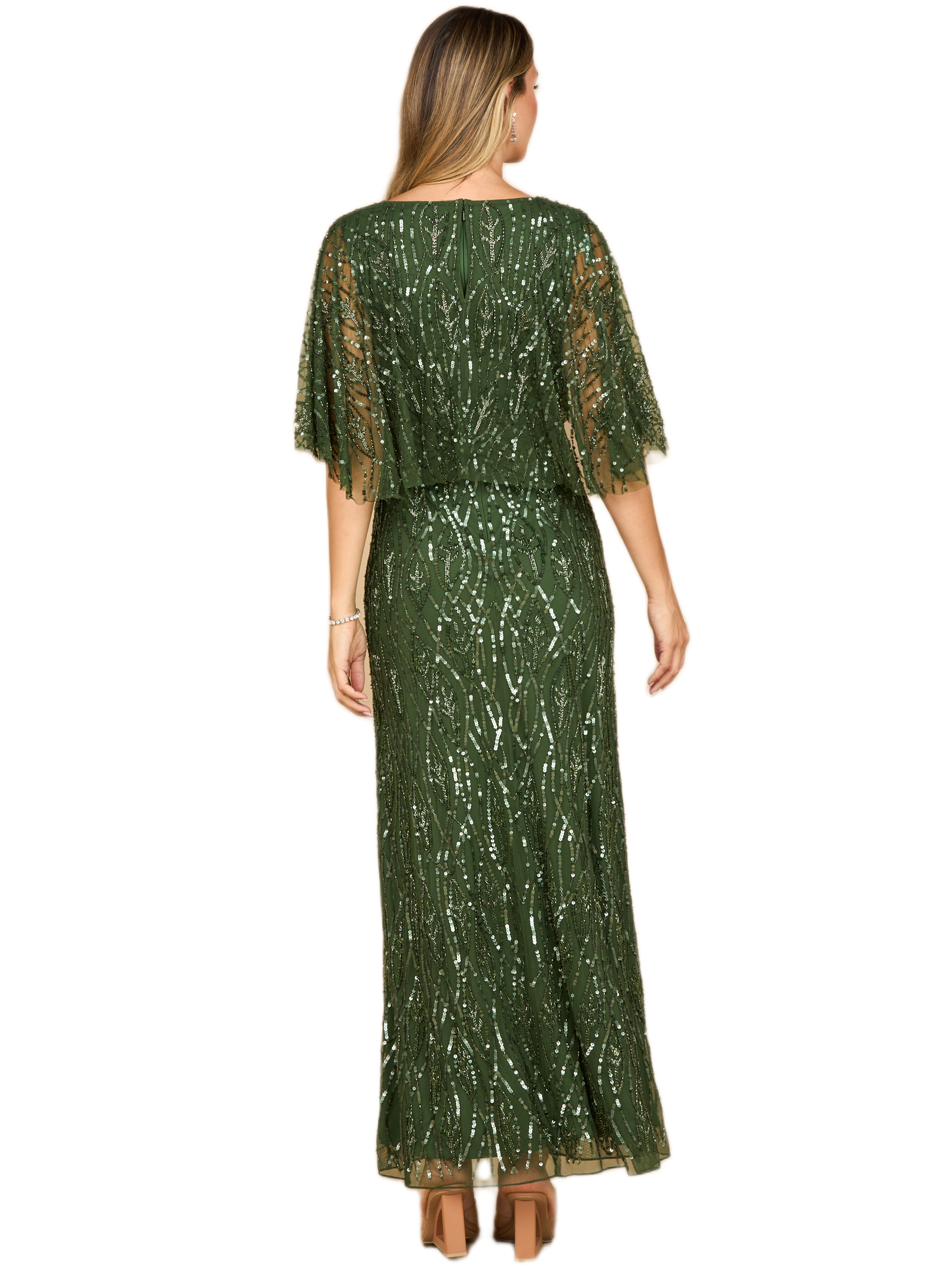 Beaded Gown with Half Cape - image 2