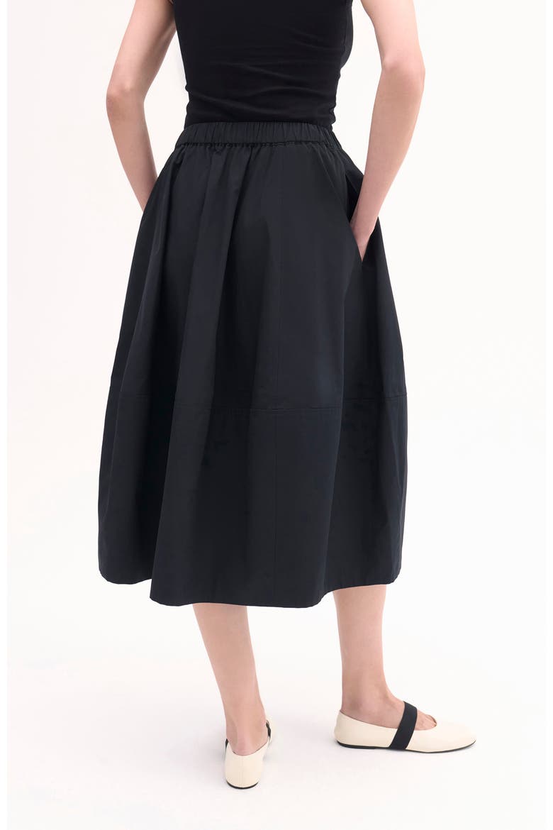 Full Skirt in Cotton Poplin, Alternate, color, Black
