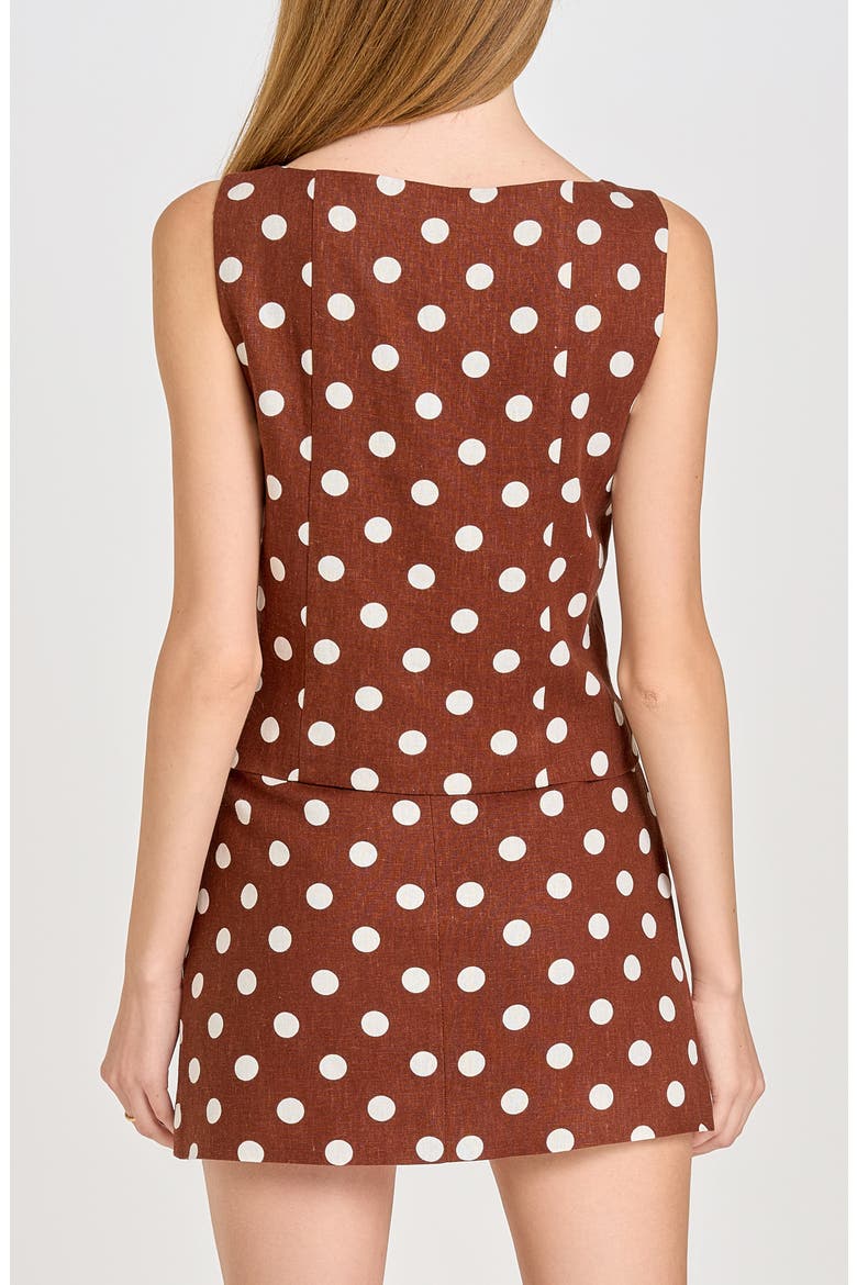 Elle Polka Dot Sleeveless Linen Blend Shell, Alternate, color, REDWOOD POLKA DOT