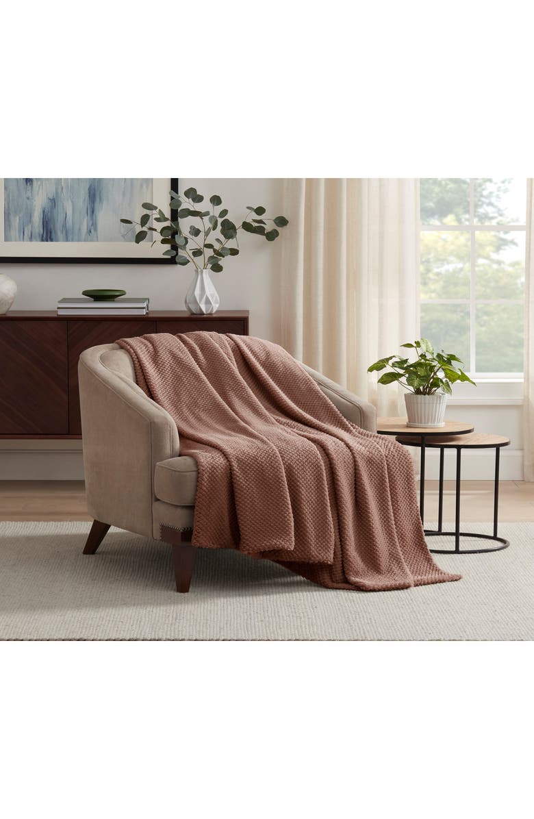 Vellux Plush Texture Throw Blanket, Alternate, color, Copper