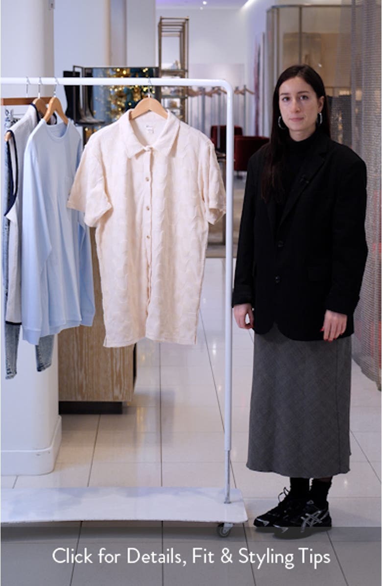 Laura Waves Jacquard Cotton Terry Cover-Up Button-Up Shirt, sales video thumbnail