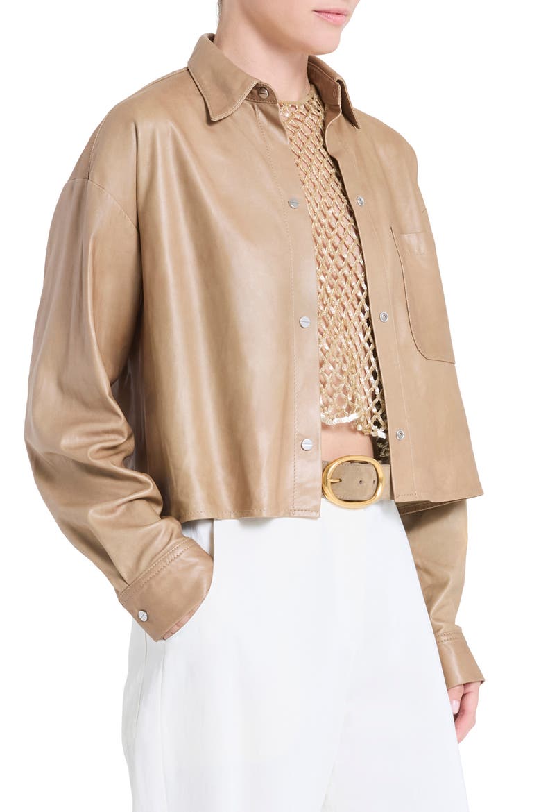 Little Big Joe Leather Jacket, Alternate, color, OLIVE GREY