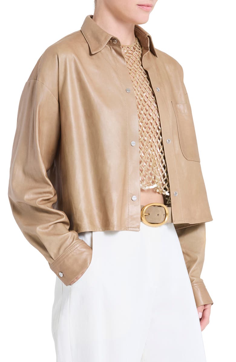 TWP Little Big Joe Leather Jacket, Alternate, color, Olive Grey