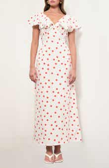 Valerie Polka Dot Flutter Sleeve Midi Dress