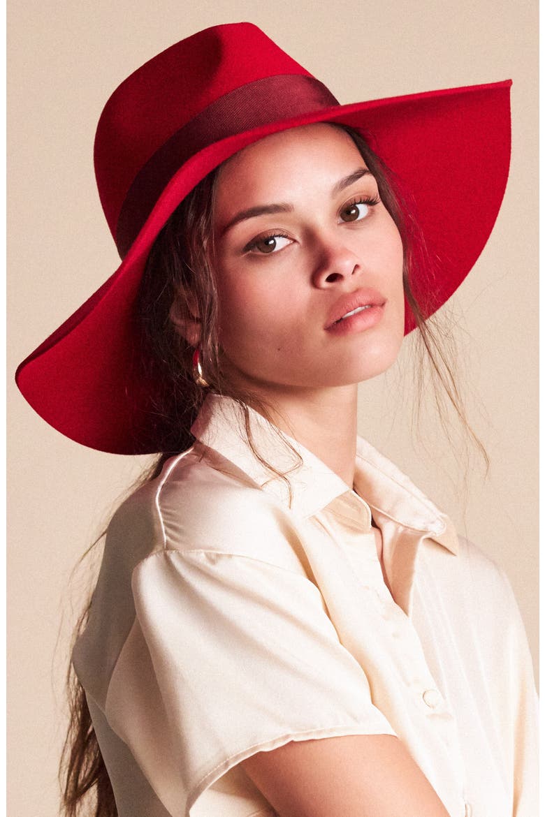 Piper Floppy Wool Felt Hat, Alternate, color, RED/ BURGUNDY