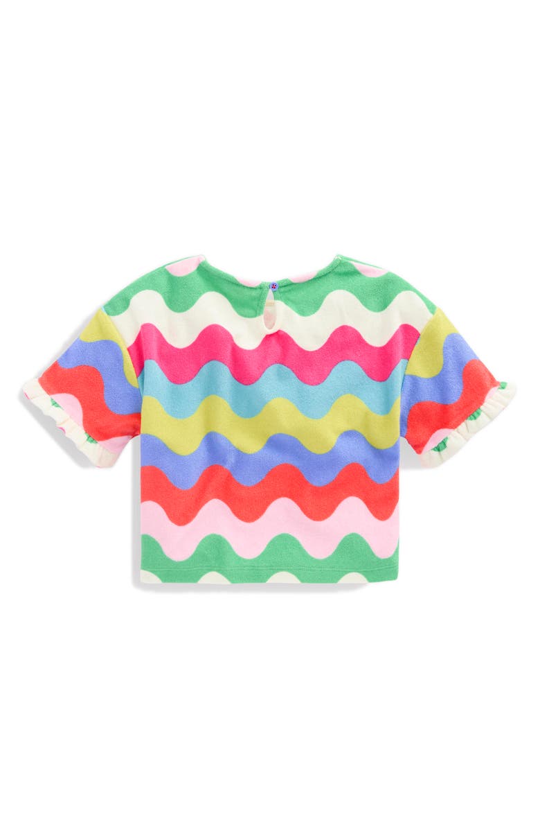 Mini Boden Dropped Shoulder Towelling Top, Alternate, color, Multi Wave Stripe